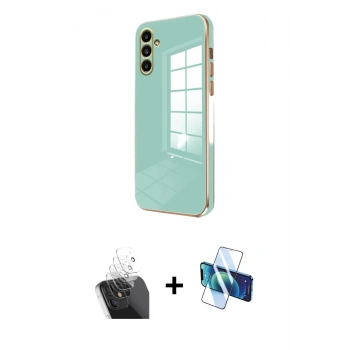 MARSİLYAN™- Galaxy A55 5G Kılıf Yankı Serisi - Siyah 3D Antistatik Seramik Nano Ekran Koruyucu + Kamera Lens Koruma Cam - SF
