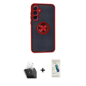 MARSİLYAN™- Galaxy A55 5G Kılıf Yörünge Çizgi - Şeffaf Pasifik Cam Ekran Koruyucu + Kamera Lens Koruma Cam - SF