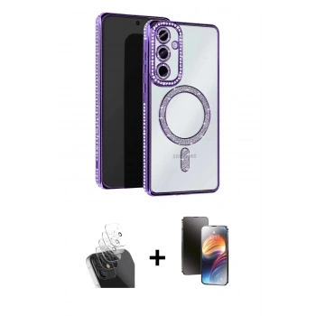 MARSİLYAN™- Galaxy A55 5G Kılıf Zirve Doku Prime - Siyah 3D Antistatik Mat Seramik Nano Ekran Koruyucu + Kamera Lens Koruma Cam - SF