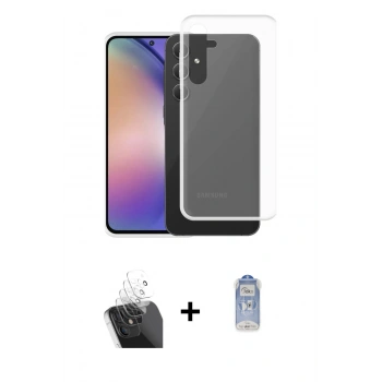 MARSİLYAN™- Galaxy A55 5G Kılıf Zirve Doku - Siyah Joko Magic 5D Cam + Kamera Lens Koruma Cam - SF