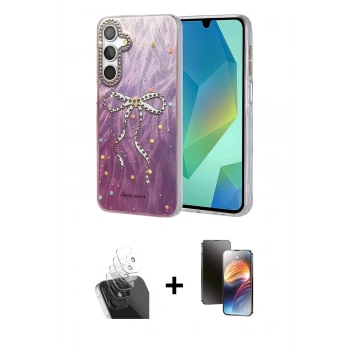 MARSİLYAN™- Galaxy A55 5G Kılıf Zirve Modern Prime - Siyah 3D Antistatik Mat Seramik Nano Ekran Koruyucu + Kamera Lens Koruma Cam - SF