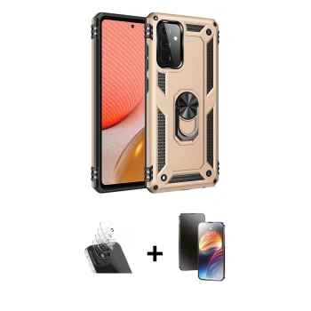 MARSİLYAN™- Galaxy A72 Kılıf Ahenk Klasik Koleksiyonu - Siyah 3D Antistatik Mat Seramik Nano Ekran Koruyucu + Kamera Lens Koruma Cam - SF
