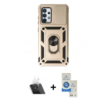 MARSİLYAN™- Galaxy A72 Kılıf Ahenk Klasik - Şeffaf Royal Nano Ekran Koruyucu + Kamera Lens Koruma Cam - SF