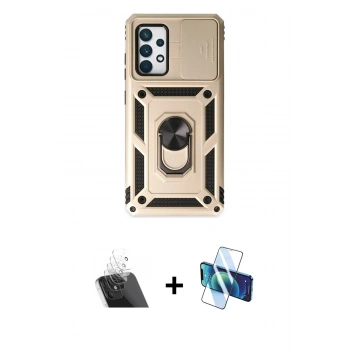 MARSİLYAN™- Galaxy A72 Kılıf Ahenk Klasik - Siyah 3D Antistatik Seramik Nano Ekran Koruyucu + Kamera Lens Koruma Cam - SF