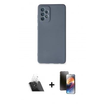 MARSİLYAN™- Galaxy A72 Kılıf Ahenk Serisi - Siyah 3D Antistatik Mat Seramik Nano Ekran Koruyucu + Kamera Lens Koruma Cam - SF