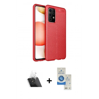 MARSİLYAN™- Galaxy A72 Kılıf Doruk Klasik Özel Seri - Şeffaf Royal Nano Ekran Koruyucu + Kamera Lens Koruma Cam - SF