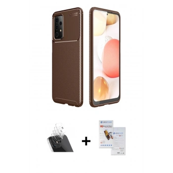 MARSİLYAN™- Galaxy A72 Kılıf Eksen Form Prime - Siyah Seramik Nano Ekran Koruyucu + Kamera Lens Koruma Cam - SF