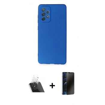MARSİLYAN™- Galaxy A72 Kılıf Kozmos Yansıma Özel Seri - Siyah 3D Antistatik Hayalet Cam Ekran Koruyucu + Kamera Lens Koruma Cam - SF
