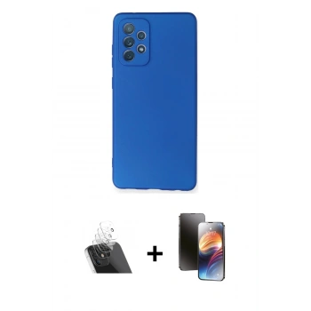 MARSİLYAN™- Galaxy A72 Kılıf Kozmos Yansıma Özel Seri - Siyah 3D Antistatik Mat Seramik Nano Ekran Koruyucu + Kamera Lens Koruma Cam - SF