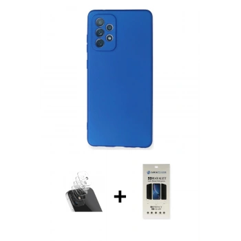 MARSİLYAN™- Galaxy A72 Kılıf Kozmos Yansıma Özel Seri - Siyah 5D Hayalet Cam Ekran Koruyucu + Kamera Lens Koruma Cam - SF