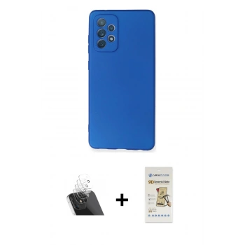 MARSİLYAN™- Galaxy A72 Kılıf Kozmos Yansıma Özel Seri - Siyah Mat Seramik Nano Ekran Koruyucu + Kamera Lens Koruma Cam - SF
