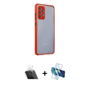 MARSİLYAN™- Galaxy A72 Kılıf Nova Asil Özel Seri - Siyah 3D Antistatik Seramik Nano Ekran Koruyucu + Kamera Lens Koruma Cam - SF