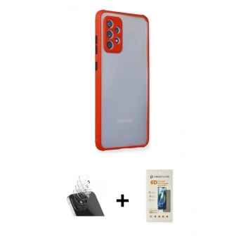 MARSİLYAN™- Galaxy A72 Kılıf Nova Asil Özel Seri - Siyah 6D Mat Seramik Hayalet Nano Ekran Koruyucu + Kamera Lens Koruma Cam - SF