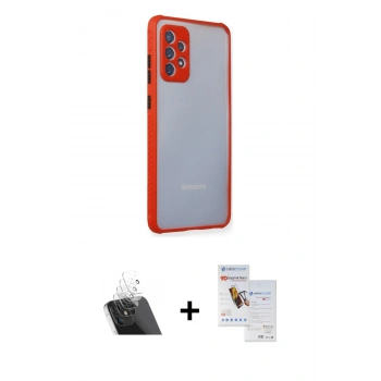 MARSİLYAN™- Galaxy A72 Kılıf Nova Asil Özel Seri - Siyah Seramik Nano Ekran Koruyucu + Kamera Lens Koruma Cam - SF