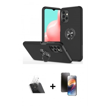 MARSİLYAN™- Galaxy A72 Kılıf Odak Form Prime - Siyah 3D Antistatik Mat Seramik Nano Ekran Koruyucu + Kamera Lens Koruma Cam - SF