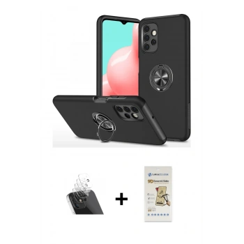 MARSİLYAN™- Galaxy A72 Kılıf Odak Form Prime - Siyah Mat Seramik Nano Ekran Koruyucu + Kamera Lens Koruma Cam - SF