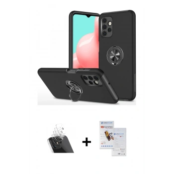 MARSİLYAN™- Galaxy A72 Kılıf Odak Form Prime - Siyah Seramik Nano Ekran Koruyucu + Kamera Lens Koruma Cam - SF