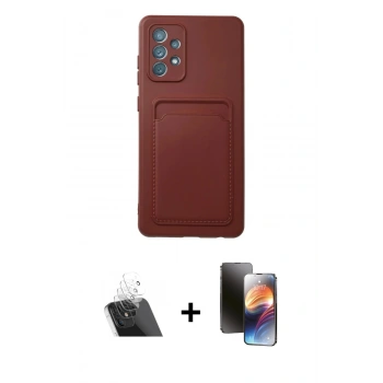 MARSİLYAN™- Galaxy A72 Kılıf Vadi Çizgi Prime - Siyah 3D Antistatik Mat Seramik Nano Ekran Koruyucu + Kamera Lens Koruma Cam - SF
