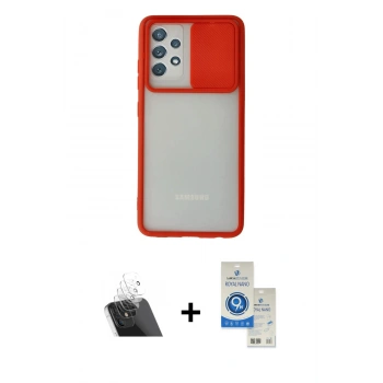 MARSİLYAN™- Galaxy A72 Kılıf Vadi Çizgi - Şeffaf Royal Nano Ekran Koruyucu + Kamera Lens Koruma Cam - SF