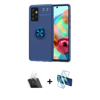 MARSİLYAN™- Galaxy A72 Kılıf Yankı Form Prime - Siyah 3D Antistatik Cam Ekran Koruyucu + Kamera Lens Koruma Cam - SF