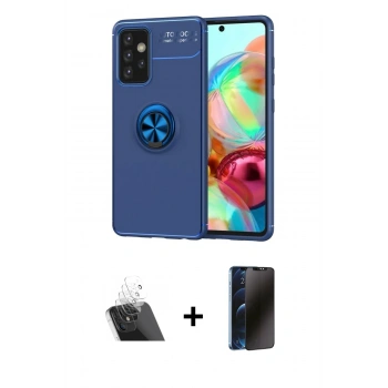 MARSİLYAN™- Galaxy A72 Kılıf Yankı Form Prime - Siyah 3D Antistatik Hayalet Cam Ekran Koruyucu + Kamera Lens Koruma Cam - SF