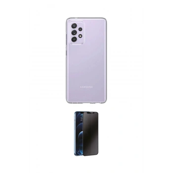 MARSİLYAN™- Galaxy A72 Kılıf Zirve Doku - Siyah 3D Antistatik Hayalet Cam Ekran Koruyucu