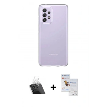 MARSİLYAN™- Galaxy A72 Kılıf Zirve Doku - Siyah Seramik Nano Ekran Koruyucu + Kamera Lens Koruma Cam - SF