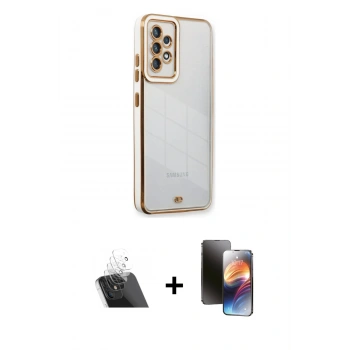 MARSİLYAN™- Galaxy A73 5G Kılıf Çekirdek Klasik Serisi - Siyah 3D Antistatik Mat Seramik Nano Ekran Koruyucu + Kamera Lens Koruma Cam - SF