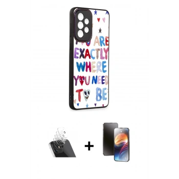 MARSİLYAN™- Galaxy A73 5G Kılıf Odak Klasik Serisi - Siyah 3D Antistatik Mat Seramik Nano Ekran Koruyucu + Kamera Lens Koruma Cam - SF