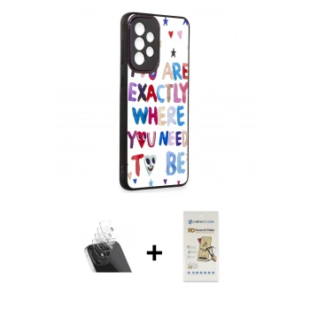 MARSİLYAN™- Galaxy A73 5G Kılıf Odak Klasik Serisi - Siyah Mat Seramik Nano Ekran Koruyucu + Kamera Lens Koruma Cam - SF