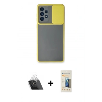 MARSİLYAN™- Galaxy A73 5G Kılıf Vadi Çizgi - Siyah 6D Mat Seramik Hayalet Nano Ekran Koruyucu + Kamera Lens Koruma Cam - SF