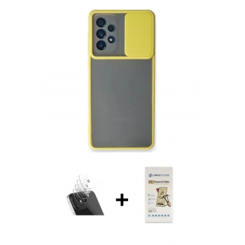 MARSİLYAN™- Galaxy A73 5G Kılıf Vadi Çizgi - Siyah Mat Seramik Nano Ekran Koruyucu + Kamera Lens Koruma Cam - SF