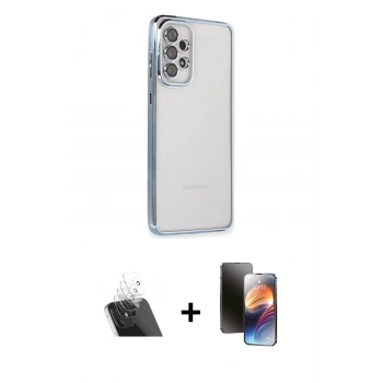 MARSİLYAN™- Galaxy A73 5G Kılıf Vadi Minimal - Siyah 3D Antistatik Mat Seramik Nano Ekran Koruyucu + Kamera Lens Koruma Cam - SF