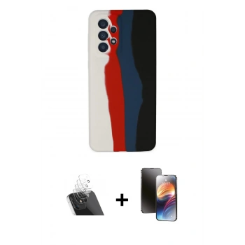 MARSİLYAN™- Galaxy A73 5G Kılıf Yadigar Çizgi - Siyah 3D Antistatik Mat Seramik Nano Ekran Koruyucu + Kamera Lens Koruma Cam - SF
