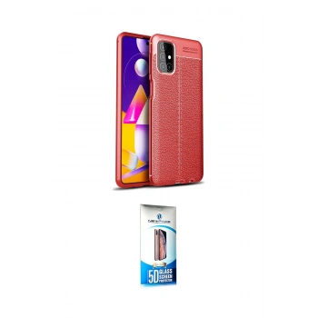 MARSİLYAN™- Galaxy M31S Kılıf Doruk Klasik Özel Seri - Siyah 5D Eko Cam Ekran Koruyucu