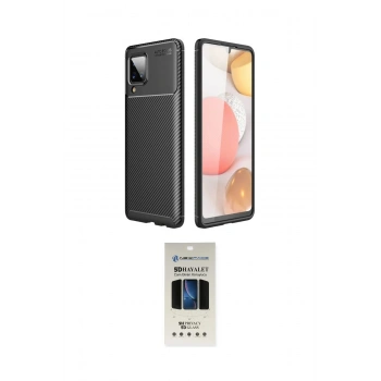 MARSİLYAN™- Galaxy M33 Kılıf Eksen Form Prime - Siyah 5D Hayalet Cam Ekran Koruyucu
