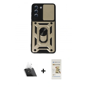 MARSİLYAN™- Galaxy S21 FE Kılıf Ahenk Klasik - Siyah Mat Seramik Nano Ekran Koruyucu + Kamera Lens Koruma Cam - SF