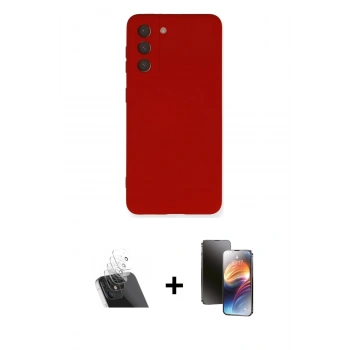 MARSİLYAN™- Galaxy S21 FE Kılıf Ahenk Serisi - Siyah 3D Antistatik Mat Seramik Nano Ekran Koruyucu + Kamera Lens Koruma Cam - SF