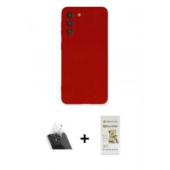 MARSİLYAN™- Galaxy S21 FE Kılıf Ahenk Serisi - Siyah Mat Seramik Nano Ekran Koruyucu + Kamera Lens Koruma Cam - SF