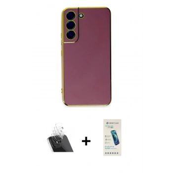 MARSİLYAN™- Galaxy S21 FE Kılıf Yankı Serisi - Şeffaf Pasifik Cam Ekran Koruyucu + Kamera Lens Koruma Cam - SF