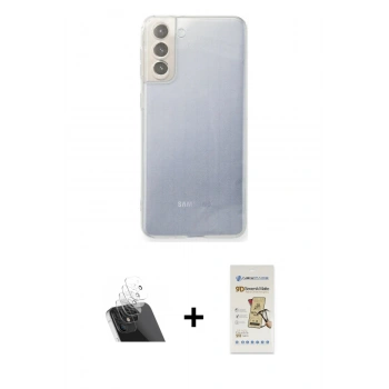 MARSİLYAN™- Galaxy S21 FE Kılıf Zirve Doku - Siyah Mat Seramik Nano Ekran Koruyucu + Kamera Lens Koruma Cam - SF