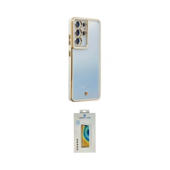 MARSİLYAN™- Galaxy S21 Ultra Kılıf Çekirdek Klasik Serisi - Şeffaf Polymer Nano Ekran Koruyucu