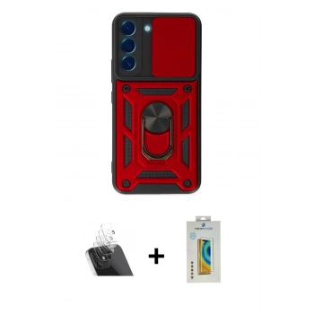 MARSİLYAN™- Galaxy S22 Kılıf Ahenk Klasik - Şeffaf Polymer Nano Ekran Koruyucu + Kamera Lens Koruma Cam - SF