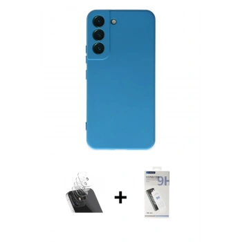 MARSİLYAN™- Galaxy S22 Kılıf Ahenk Serisi - Şeffaf Uv Polymer Nano Ekran Koruyucu + Kamera Lens Koruma Cam - SF