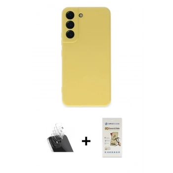 MARSİLYAN™- Galaxy S22 Kılıf Ahenk Serisi - Siyah Mat Seramik Nano Ekran Koruyucu + Kamera Lens Koruma Cam - SF