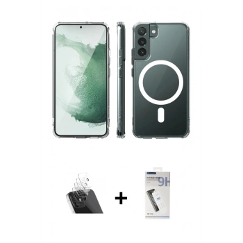 MARSİLYAN™- Galaxy S22 Kılıf Ahenk Yansıma Prime - Şeffaf Uv Polymer Nano Ekran Koruyucu + Kamera Lens Koruma Cam - SF