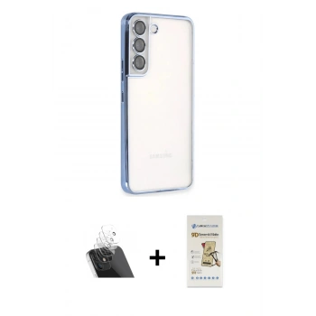 MARSİLYAN™- Galaxy S22 Kılıf Vadi Minimal - Siyah Mat Seramik Nano Ekran Koruyucu + Kamera Lens Koruma Cam - SF