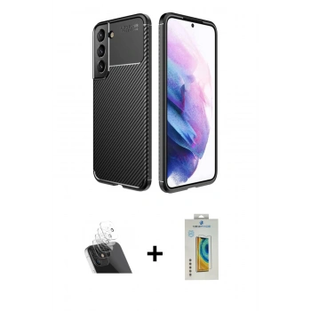 MARSİLYAN™- Galaxy S22 Plus Kılıf Eksen Form Prime - Şeffaf Polymer Nano Ekran Koruyucu + Kamera Lens Koruma Cam - SF