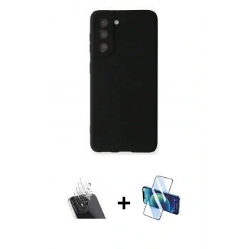 MARSİLYAN™- Galaxy S22 Plus Kılıf Kozmos Yansıma Özel Seri - Siyah 3D Antistatik Seramik Nano Ekran Koruyucu + Kamera Lens Koruma Cam - SF