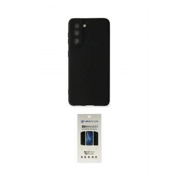 MARSİLYAN™- Galaxy S22 Plus Kılıf Kozmos Yansıma Özel Seri - Siyah 5D Hayalet Cam Ekran Koruyucu